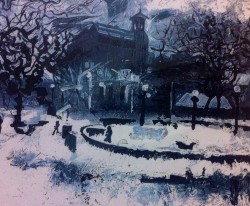 'Washington Square Park, In The Snow.' Acrylic On Canvas. 2005. (Series) I sold a few of these pieces and the last one was stolen. 